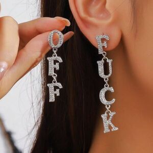 3for$20 1 Pair mLetter With Glass Strass Stud Earrings For Women silver color